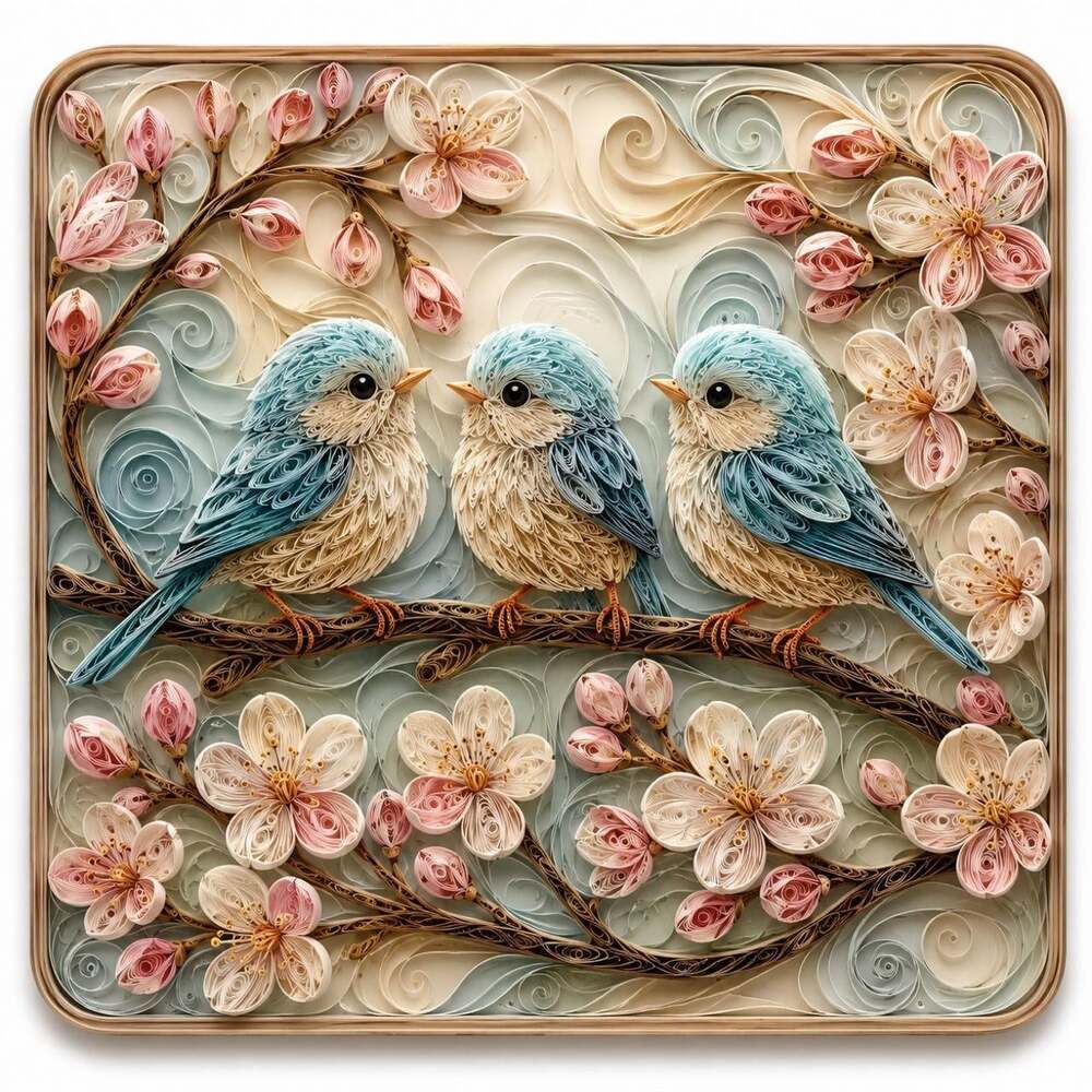 8 X 8 Black Framed Quilled Bluebird F 473